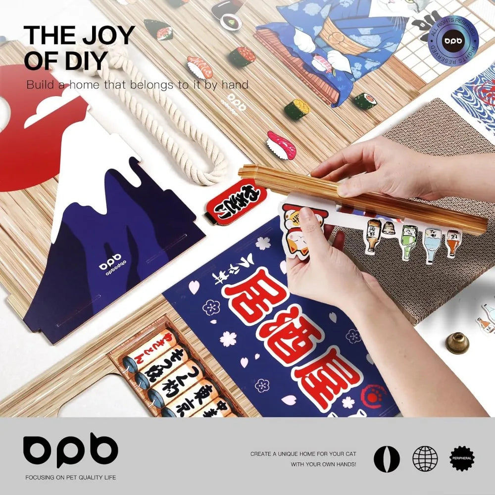 Cardboard Cat House for Indoor,Cat Scratcher House,Cat House with Scratchers,(29.5inx28.5inx18in),Double Cat Bed.