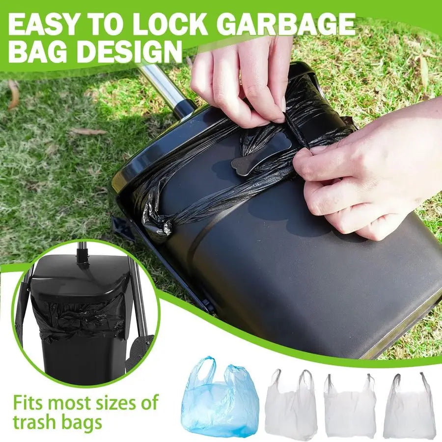 Dog Pooper Scooper for Yard, Dog Poop Trash Can Outside Swivel Bin Rake Kit for Large Medium Small Dogs with 40 Waste Bags, Extr