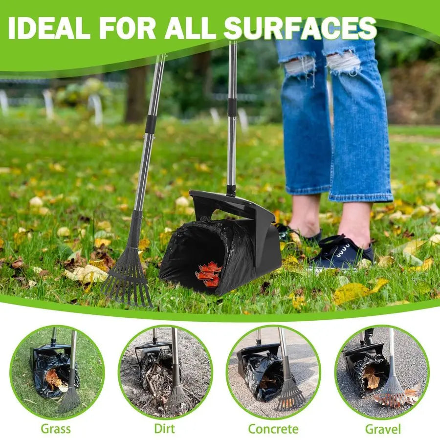 Dog Pooper Scooper for Yard, Dog Poop Trash Can Outside Swivel Bin Rake Kit for Large Medium Small Dogs with 40 Waste Bags, Extr