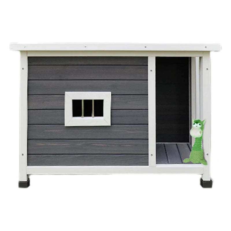Outdoor Wooden Puppy Kennel Waterproof Asphalt Roof Damp Proof Sturdy Durable Ventilate Easy Clean Dog House with Porch Terrace