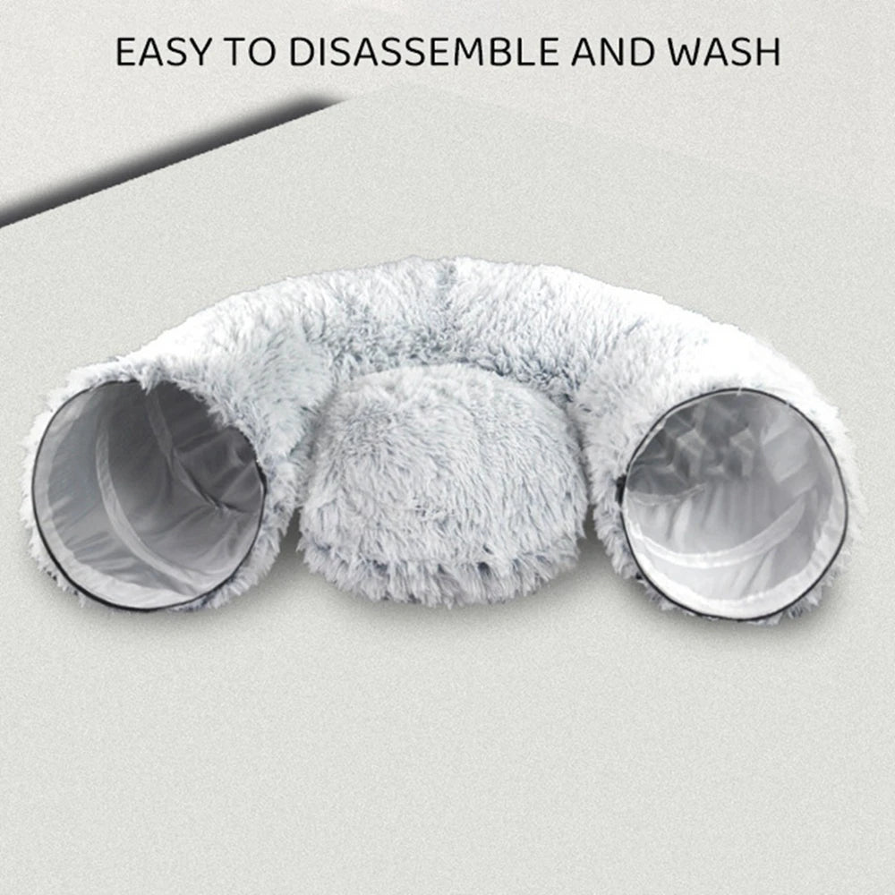 Cat Tunnel Bed with Mat Big Tube Playground Toy Soft Plush Material Full Shape Non-slip for Kitten Cat Puppy Playing 84cm/33.07"